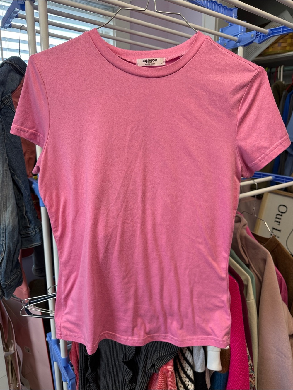zeagoo Pink Short Sleeve Crewneck Tee